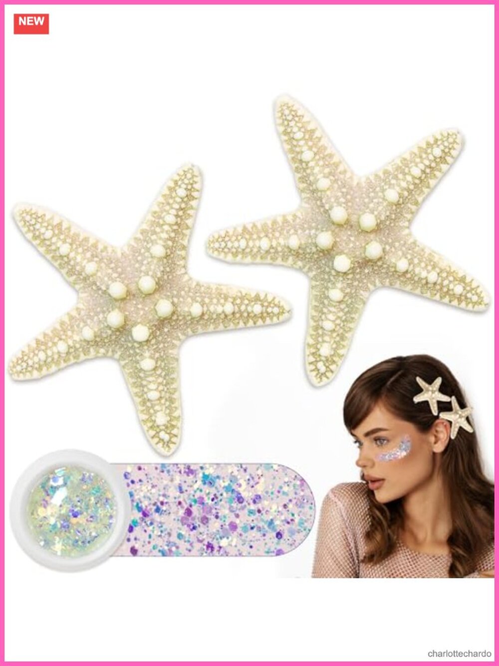 Starfish Hair Clips Face Body Glitter Mermaid Costume Accessory Set
